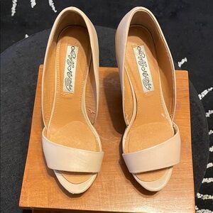 Naughty Monkey Taupe Wedge Platform Heels
